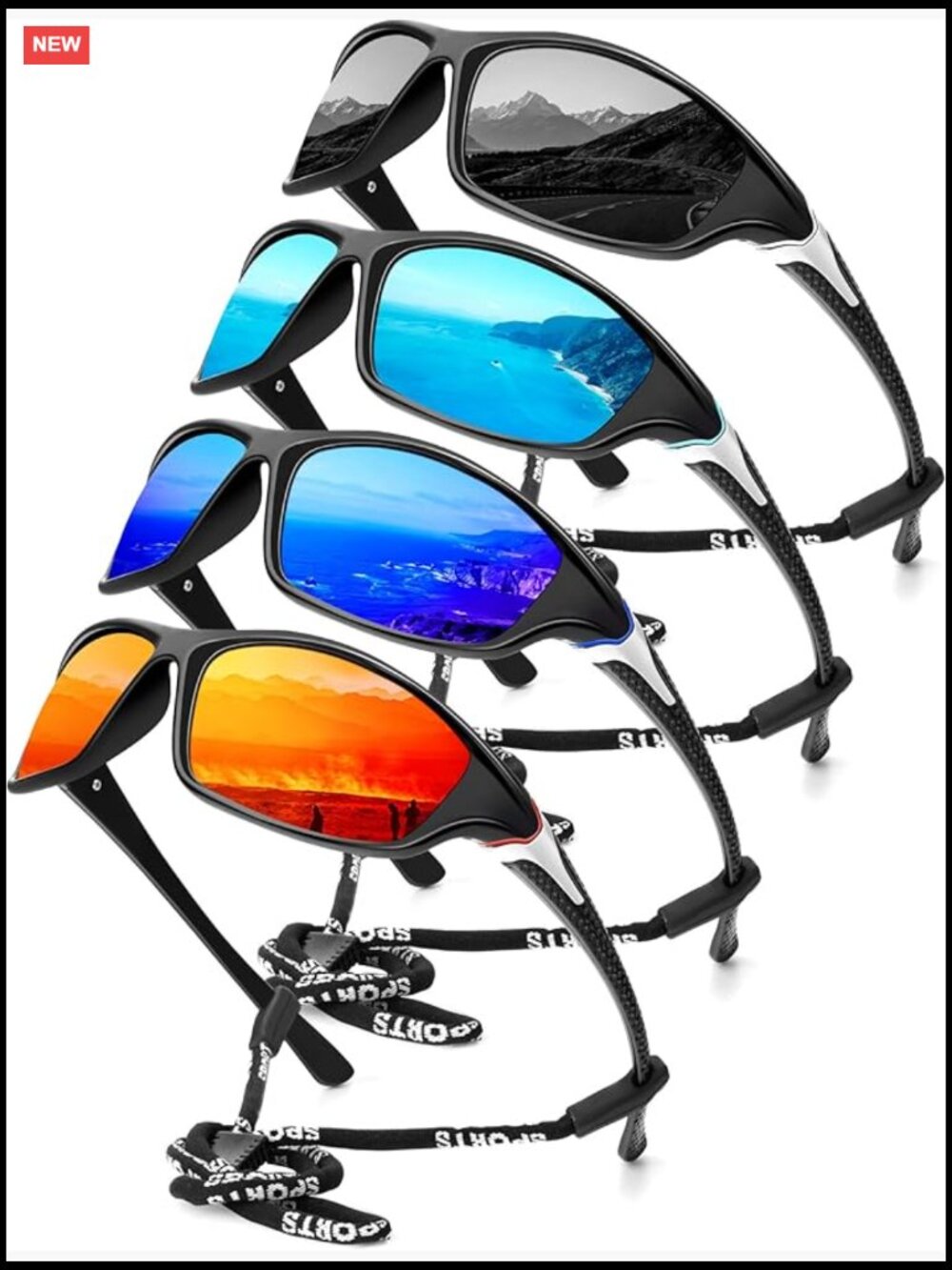 4 Pack Polarized Sunglasses for Men Sports UV Protection